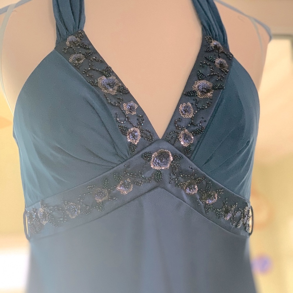 Blue Full Length Prom Dress